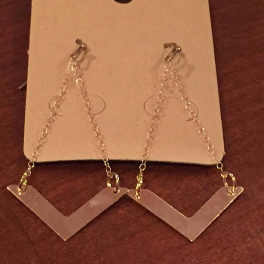 Chevron Arrow 14k Rose Gold Drop‎ Earrings